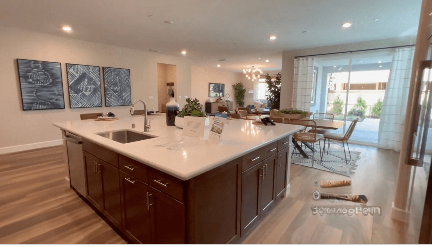 The kitchen and shared spaces.